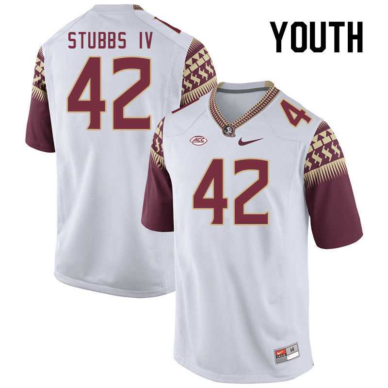 Youth #42 Harold Stubbs IV Florida State Seminoles College Football Jerseys Stitched-White - Click Image to Close